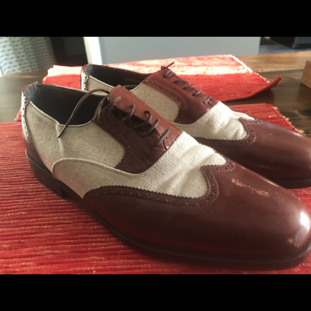 Stacy Adams Shoes, used, brown and canvas, size 11